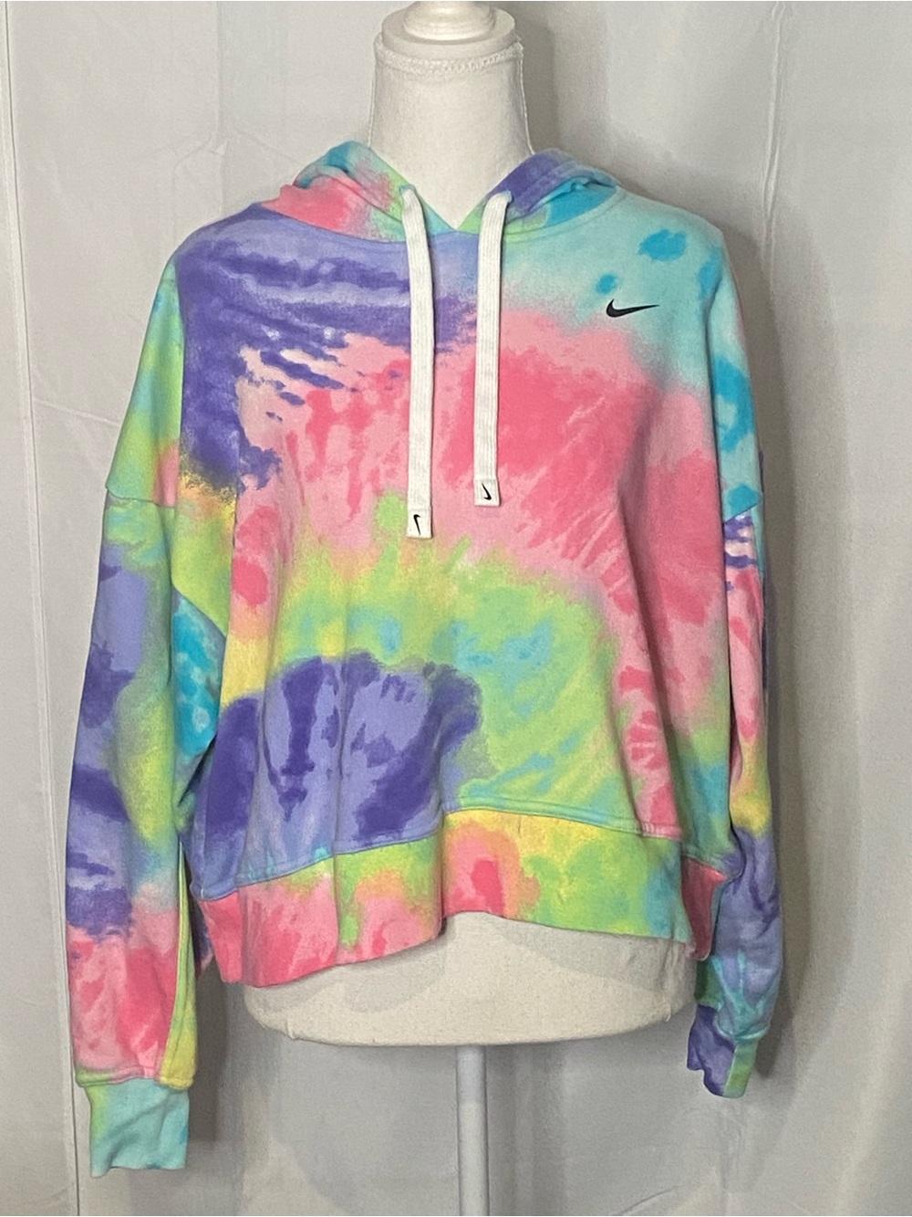 Nike Tie-Dye Cropped Hoodie Sweatshirt  Women's Size Medium Cotton Blend